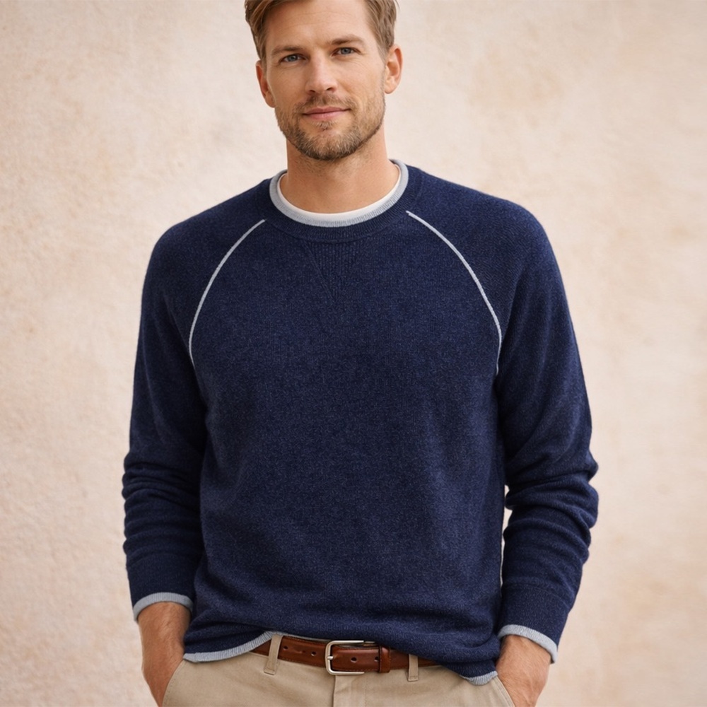 Hammacher Schlemmer - The Washable Cashmere Sweatshirt - Blue